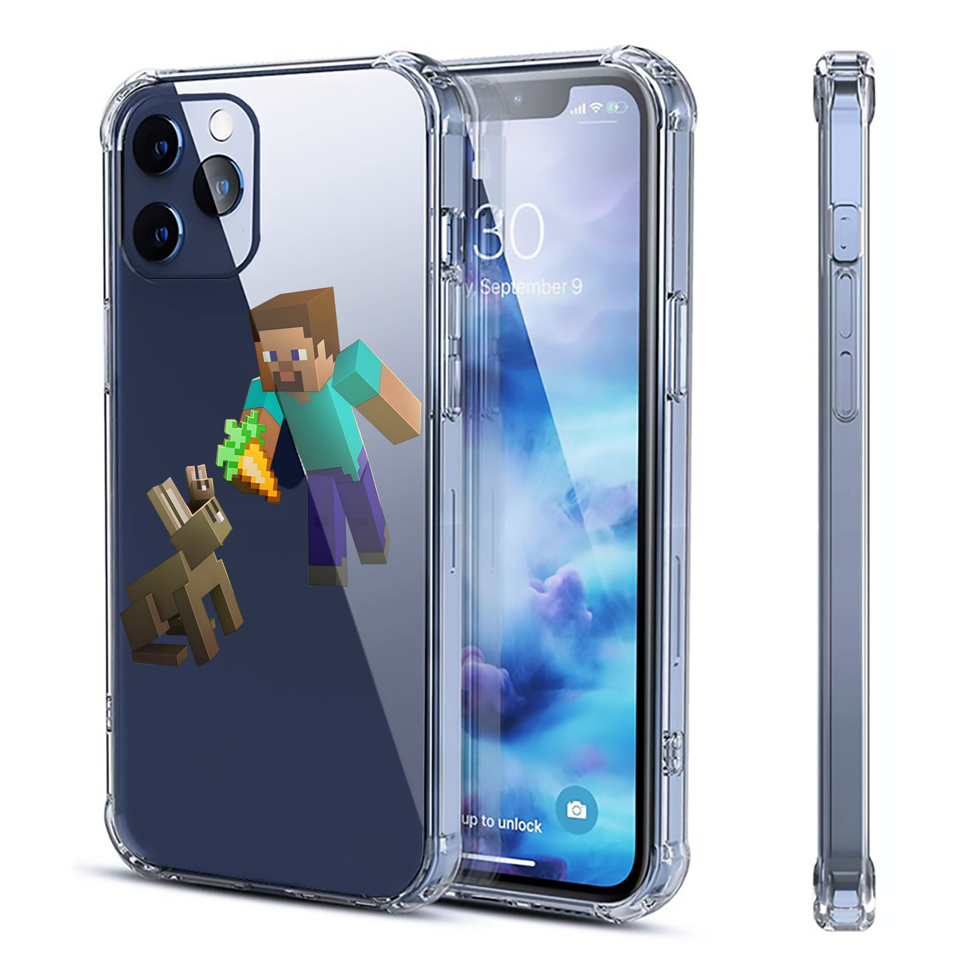 （画像用） マインクラフト ブロックの世界 Minecraft MC Block world 【iPhone 12シリーズ対応】透明スマホケース（クリアソフトケース）